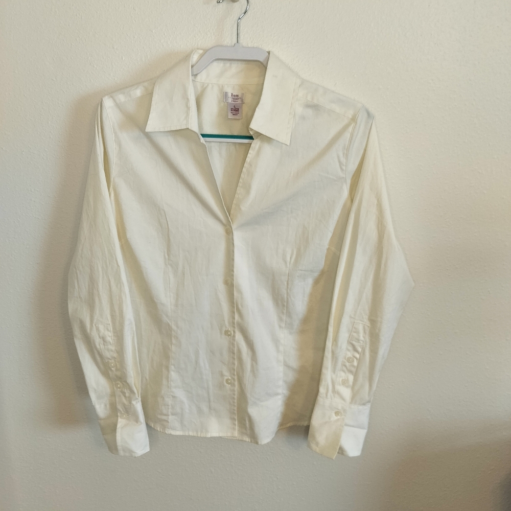 GH Bass Womens Long Sleeve button down shirt Size 14 Preppy Casual Minimalist